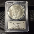 1995 $1 American Silver Eagle PCGS MS69 Edmund C. Moy Signature
