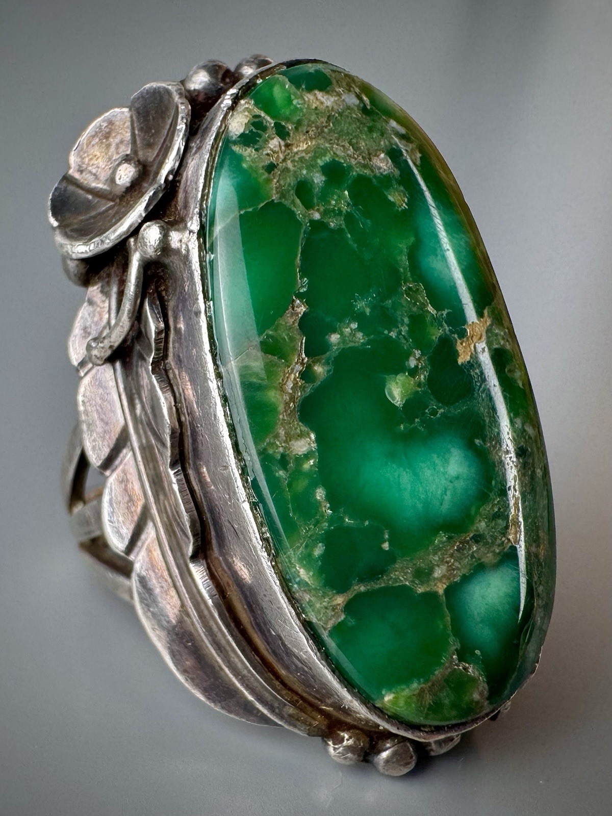 Large Vintage HOPI Sterling Silver HIGH GRADE Turquoise Ring ~ Ramona Loloma