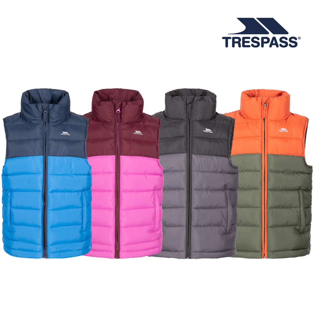 Trespass Kids Padded Gilet Quilted Bodywarmer with Pockets Oskar