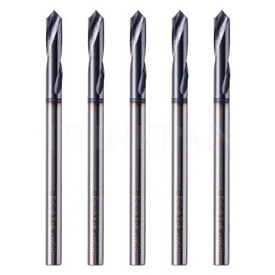 5Pcs 2-Flute 90 Degree Solid Carbide 1/8'' x 5/8'' x 2'' Spot Drill - AlTiN Coated