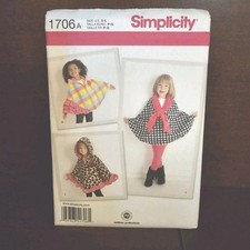 Simplicity 1706 Sewing Pattern Hooded Poncho or Cape Million Polkadots Uncut FF