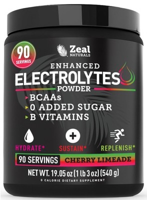 Electrolyte Powder 90 Servings Zero Sugar Keto BCAAs Blue Raspberry Zeal Zinc