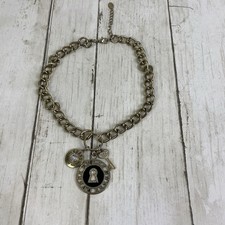 Collana vintage Guess catena tono oro strass lucchetto e portachiavi