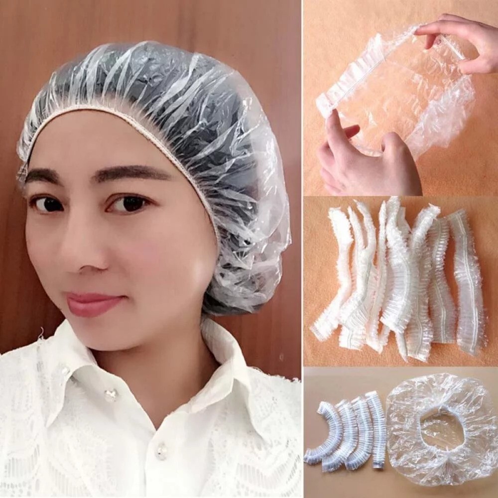 Lot De 100 Bonnets De Douche Jetables Transparents - Étanches - Neuf