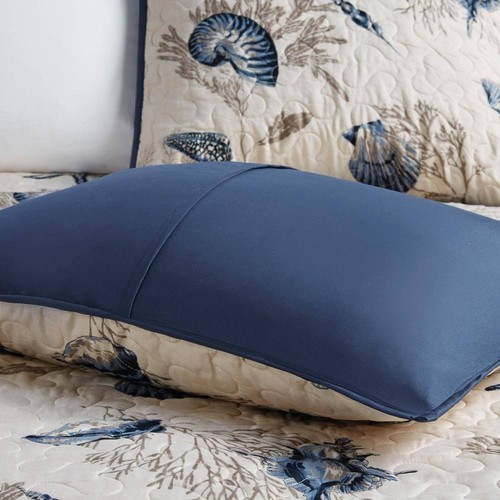 Madison Park Nantucket Coverlet Set Twin/Twin-XL Reversible In Blue 5-Piece - Picture 4 of 8
