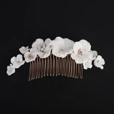 Flowers Wedding Hair Comb Bridal Elegant Flowers Headpiece Flowers Hair Side ...