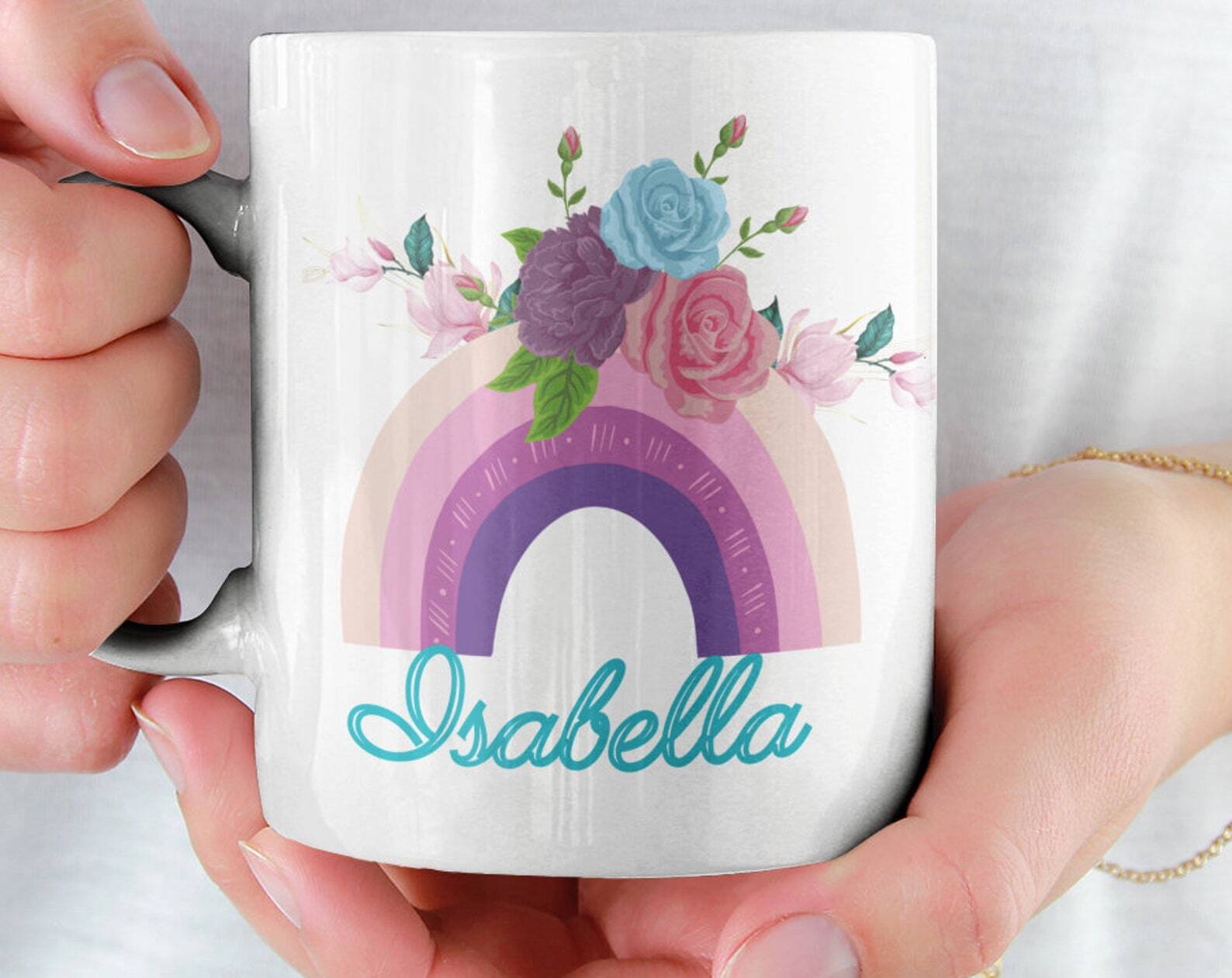 Child Mug Mug For Girl Personalized Name Kids Mug Rainbow Mug Birthday Gift For