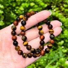 Handmade Rainbow Tiger's Eye Beaded Bracelet Stretch Bracelet Healing Crystal
