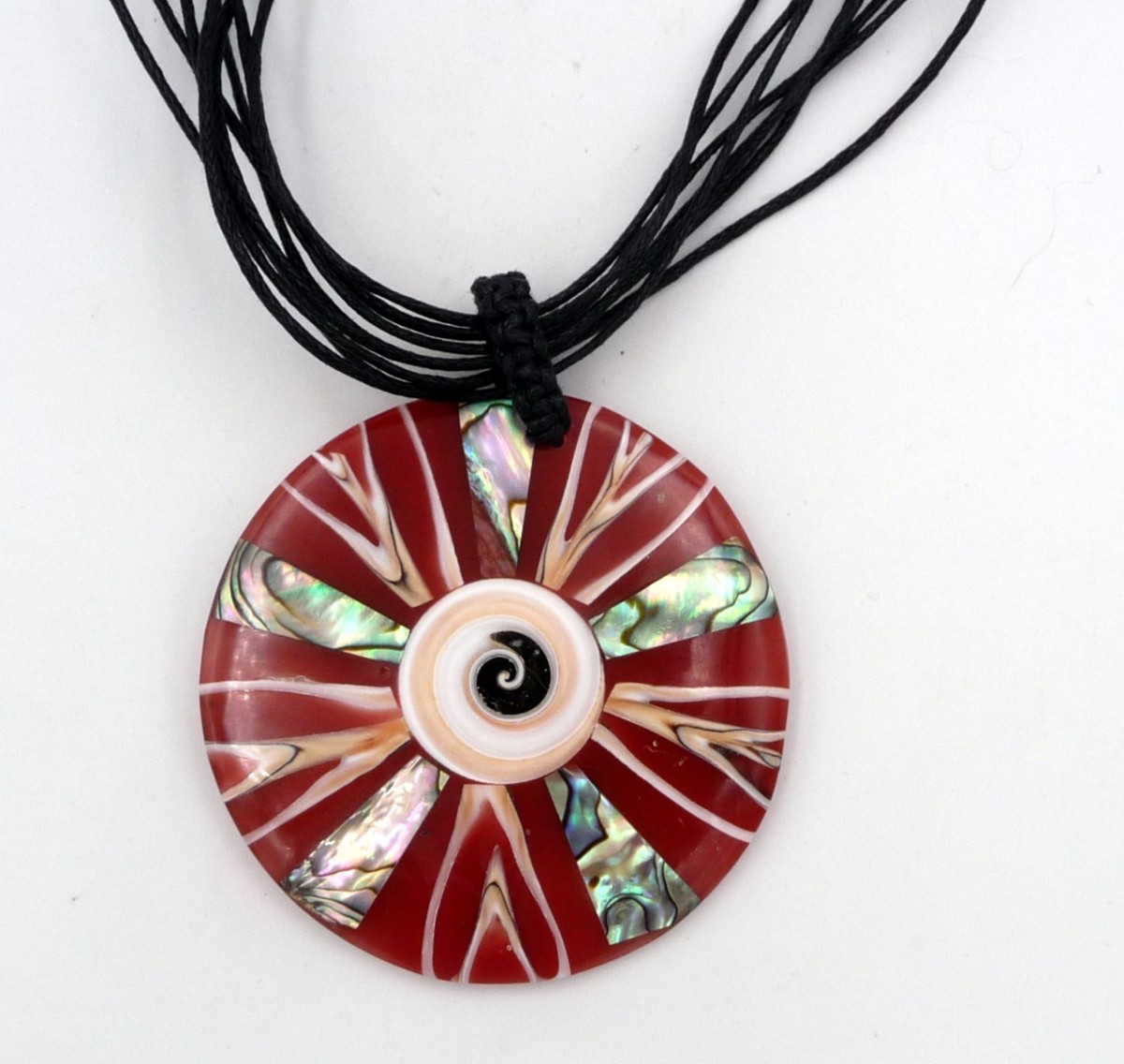 Collier Pendentif Nacre Abalone Forme éventail - Artisanat Bali - Neuf Avec étiquette