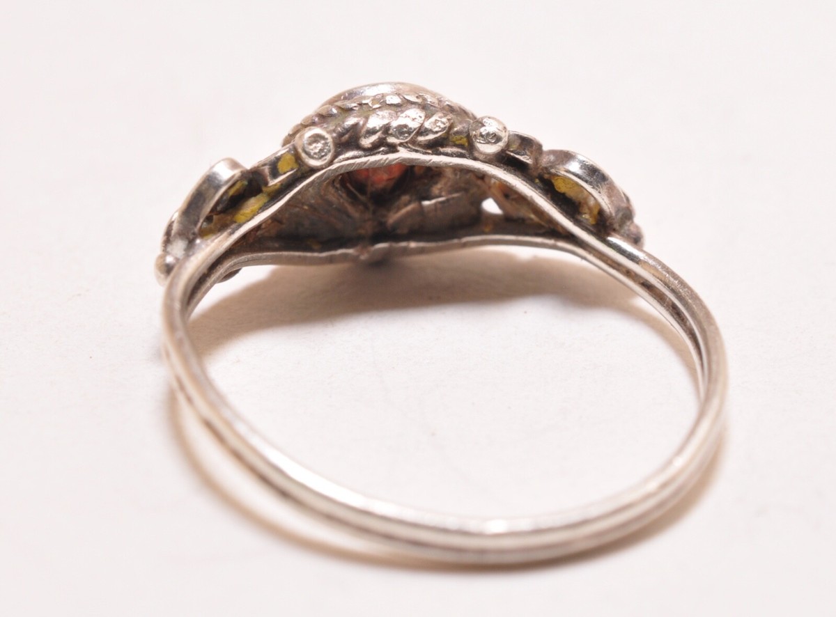 SILVER925 HEART RED STONE RING/シルバー/リング Red Stone Heart & Sterling Silver 925 Handmade Ring - 7-7.5