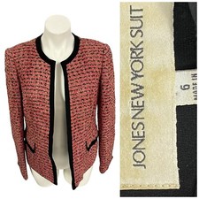 Jones New York Blazer Womens 6 Tweed Jacket Work Office Casual Old Money Career