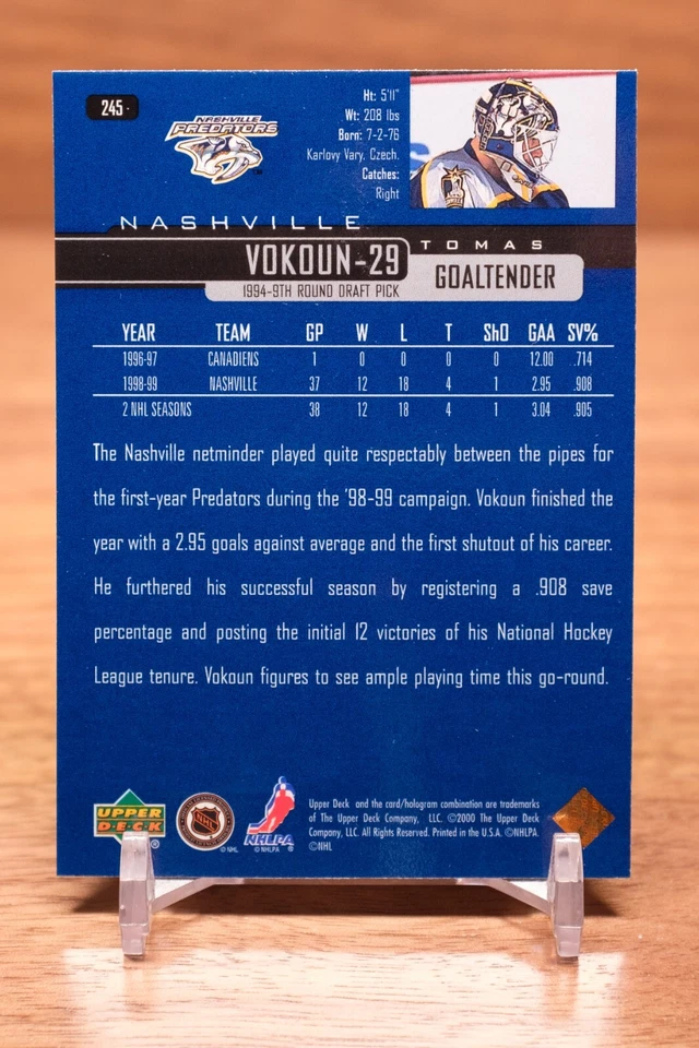 1999-00 Upper Deck - Tomas Vokoun #245 - Image 2 of 2