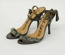 NWOB 995 Lanvin Metallic Leather Sandal W/Sparkly Crystal Encrusted Strap 37/7US