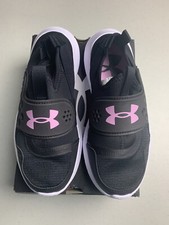 UNDER ARMOUR Girls Runplay Slip-On Light Running Shoes Black Purple 4.5Y New NIB
