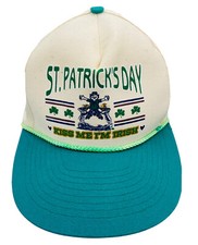 VINTAGE Mohr's St. Patrick's Day Kiss Me Leprechaun Double Snapback Hat Ribbon