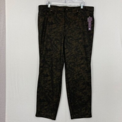 New Gloria Vanderbilt size 18W Brown Black Tie Dye Stretch Slim Pants