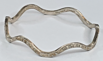 Vintage Sterling 925 Navajo Native Wavy Wave Etched Bangle