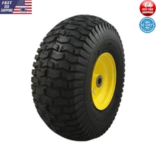 Mower Front Tire 15x6.00-6 Tube-Type Assembly Yellow Wheel 4PR Hub Durable New