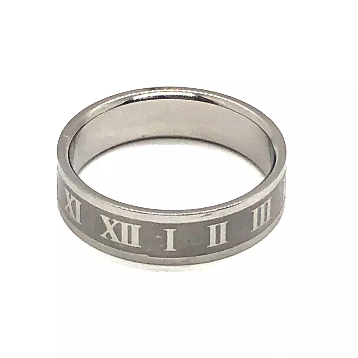 Stainless steel roman numeral ring deals