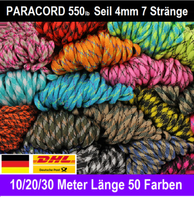 PARACORD Seile 550lb 4mm Camping Seil Outdoor, Fallschirmschnur, Fallschirmleine