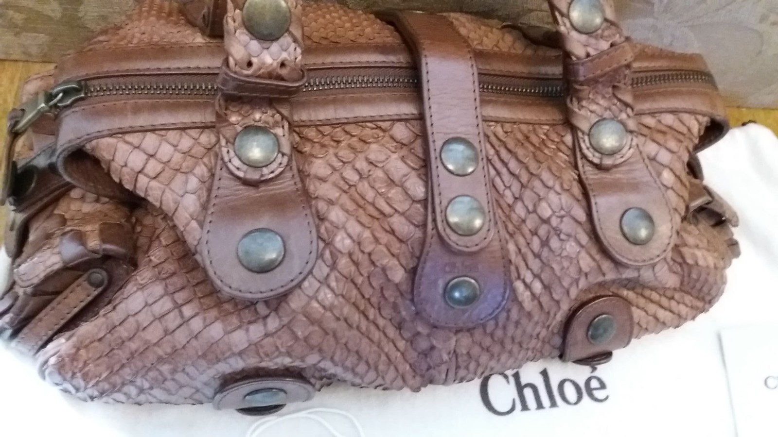 Genuine Chloe Anaconda Skin Silverado Tote Hand/ Shoulder Bag ~ Pre-loved image 2