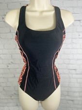 Unbranded One Piece Swimsuit Black Coral RacerBack UPF 50 Lightly Padded Small