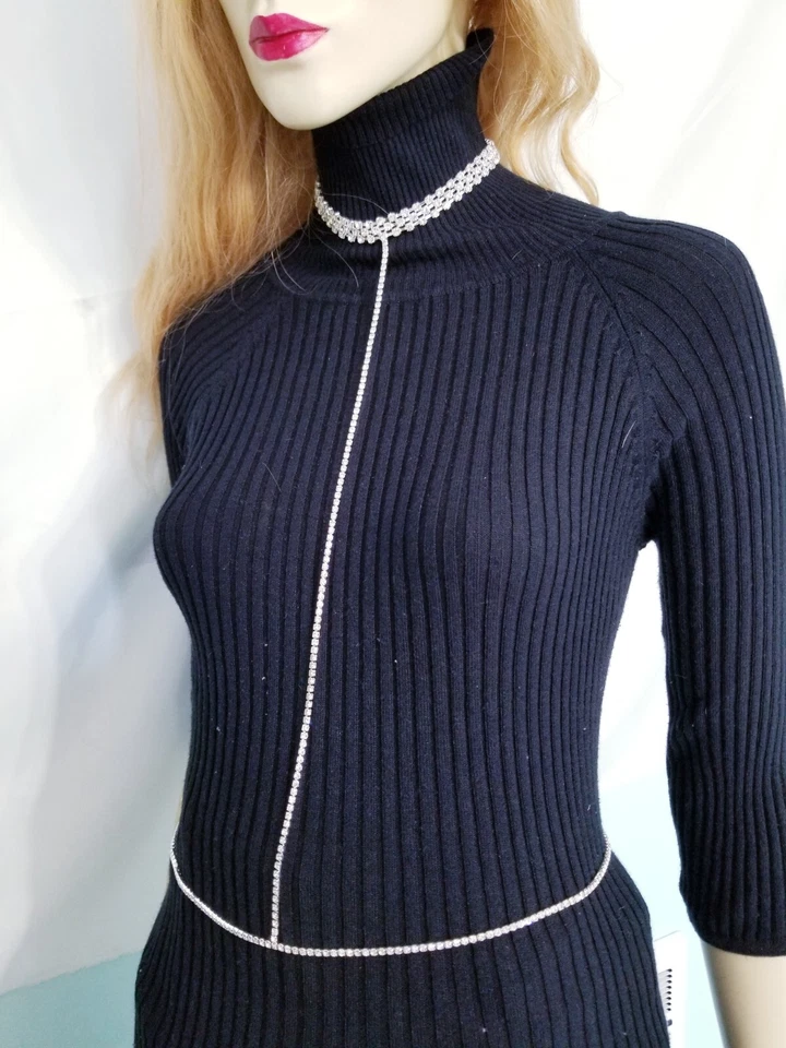 Arnés de sujetador de cristal con cadena para vientre cuerpo de diamantes de imitación transparente Foto 3 de 4