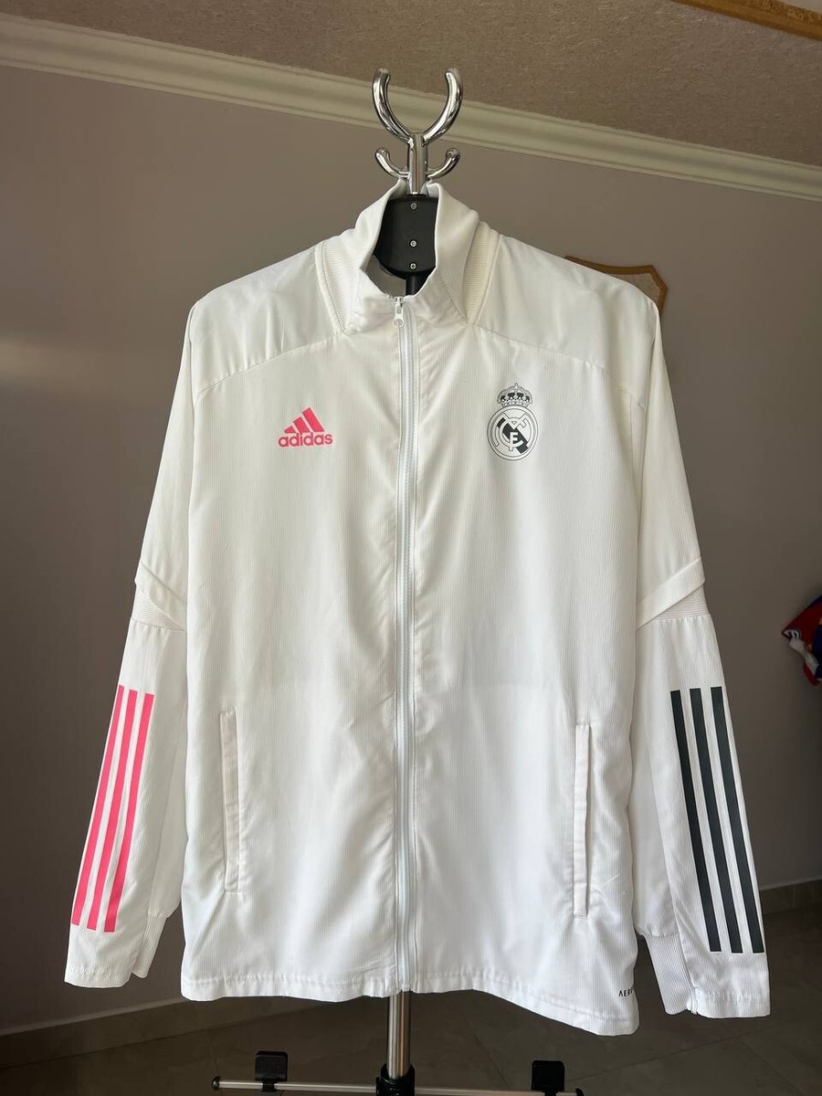 REAL MADRID 2020 PRESENTATION JACKET WHITE FULL ZIP TRACK TOP