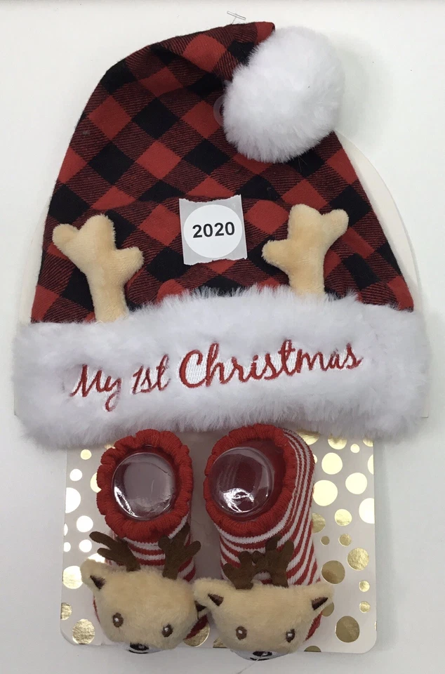 JUEGO DE SOMBRERO Y BOTÍN INFANTIL "MI PRIMERA NAVIDAD" DE "Little Me Nuevo Foto 4 de 4