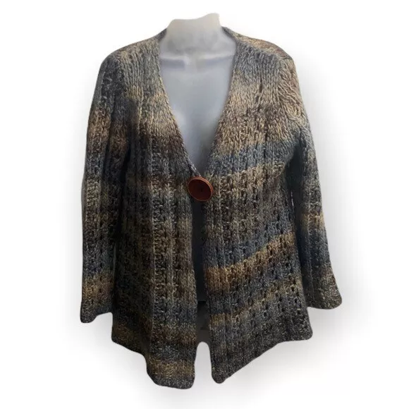 Sabri Ozel Merino Wool Italian yarn Open Knit Cardigan size Medium