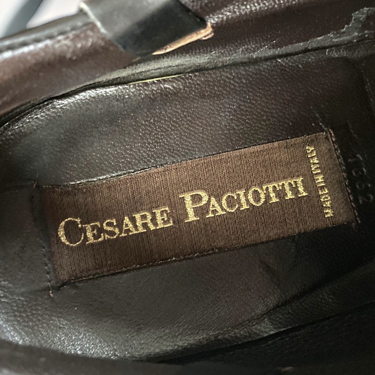 CESARE PACIOTTI ITALY BLACK LEATHER STRAP DRIVER MEN SLIP ON