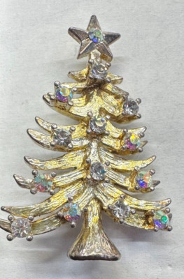 EISENBERG ICE Christmas Tree Rhinestone Vintage Pin Brooch J-702