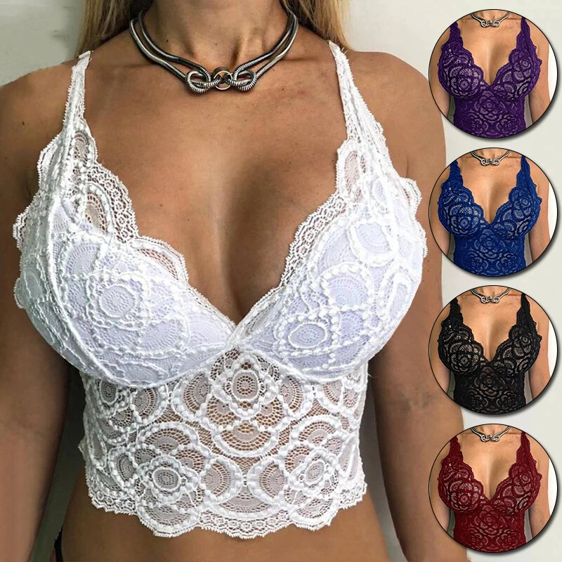 Womens Sexy Lace Bralette Bralet Bra Bustier Ladies Tops Tank Tops Cami  Vest Tee