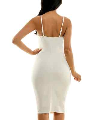 Emerald Sundae Juniors' Sleeveless Bodycon Midi Dress - Ivory - Size M