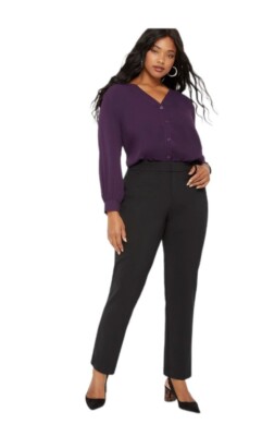 Eloquii Kady Fit Double Weave Pants Black Business Casual Women's 26