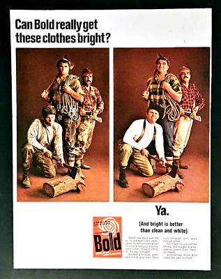 Bold Laundry soap ad original 1967 vintage detergent lumberjack advertisement