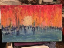 Original Acrylic Painting On Canvas, Sunset