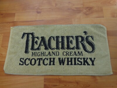 RARE VINTAGE TEACHERS HIGHLAND CREAM SCOTCH WHISKY PUB BAR BEER TOWEL BREWERIANA