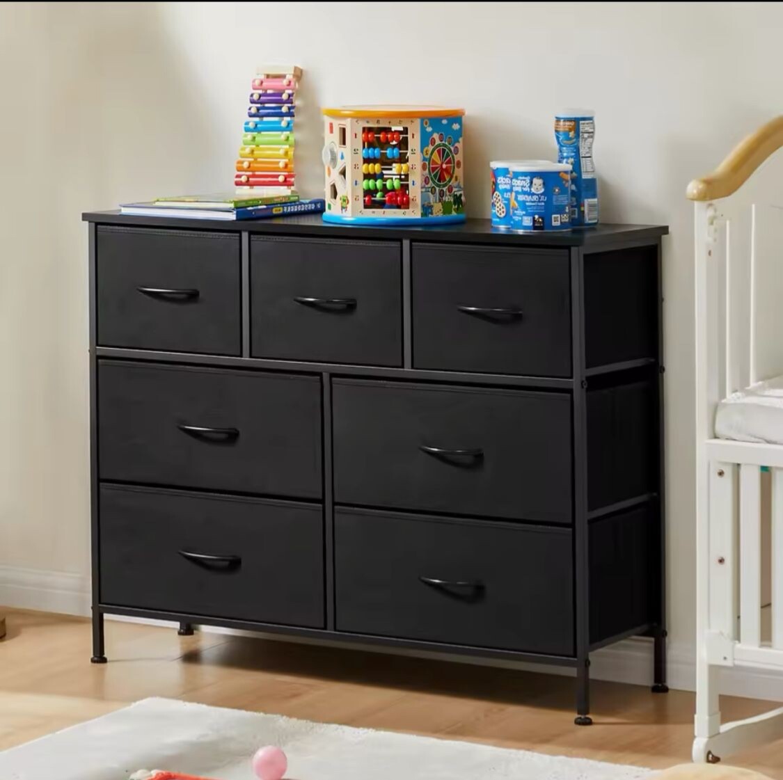 Dresser For Bedroom With 7 Fabric Drawers Organizer Storage Closet-image