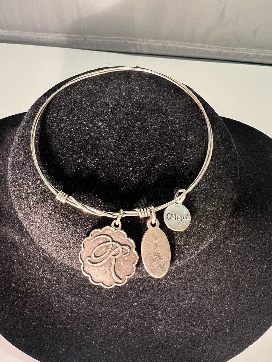 Merci Beaucoup Designs Silver Tone Initial R Charm Wire Eiffel