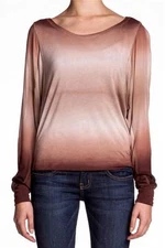 Young Fabulous and Broke Gavina Double Ombre Top Brown Long sleeves Tie Dye NEW