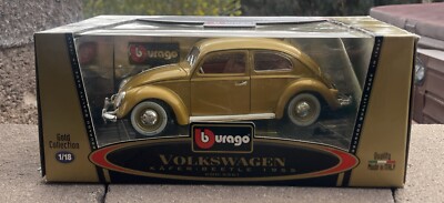 NEW B Burago 1955 Die Cast 1:18 Volkswagen Kafer Beetle Gold COD 3361