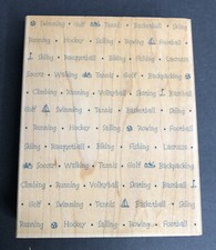 Hero Arts WordPrint Rubber Stamp Sports Word Print S1255 Wood Mounted
