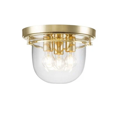 Badezimmerlampe Decke rund D: 33 cm IP44 in Messing 3x E27 Deckenleuchte Bad - Bild 1 von 4