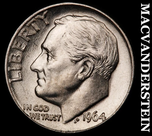 1964-D Silver Roosevelt Dime - Lustrous Choice Gem Brilliant Uncirculated #i4765