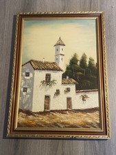 Vintage L. DIAS Oil Painting Majorca Spain Mediterranean Landscape Finca 1984