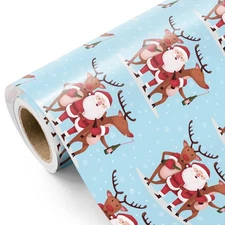 WRAPAHOLIC Funny Christmas Wrapping Paper Roll - Mini Roll - 17 Inch x 16.5 F...