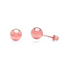 14k Rose Gold Ball Stud Earrings with Secure and Comfortable Screw Backs 7mm 