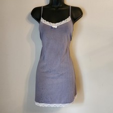 VTG Y2K Coquette Bow Lace Trim Babydoll Slip Dress Size M Dollcore Soft Girl