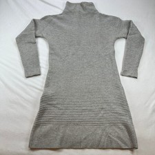 Madewell Gray Ribbed Turtleneck Long Sleeve Knit Sweater Dress XXS 100% Wool